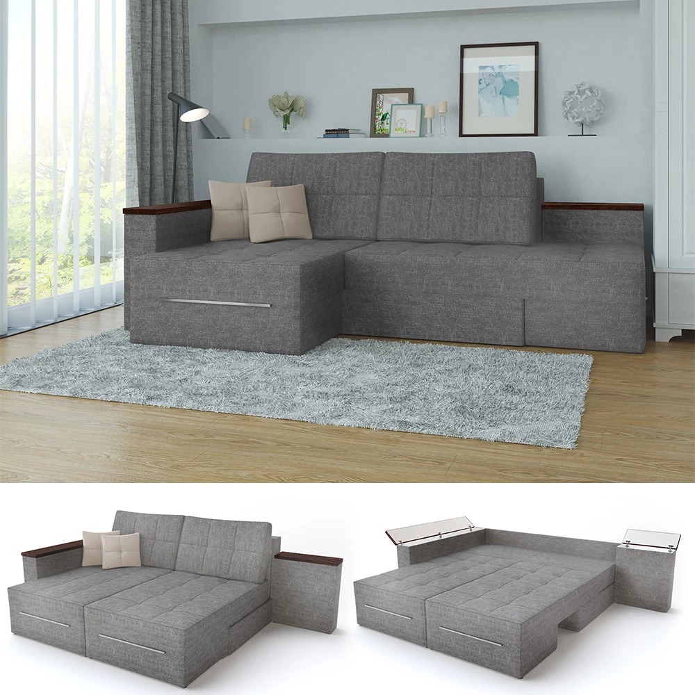 Vitalispa Sofa L Form Grau 160 x 240 cm Linke Ecke