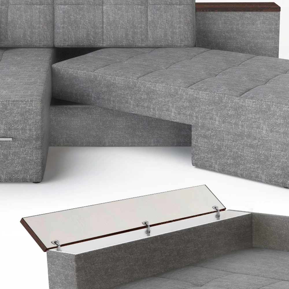 Vitalispa Sofa L Form Grau 160 x 240 cm Linke Ecke