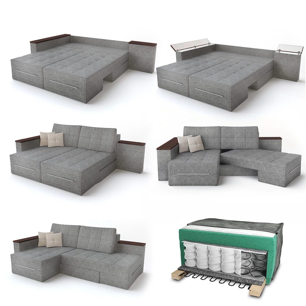 Vitalispa Sofa L Form Grau 160 x 240 cm Linke Ecke
