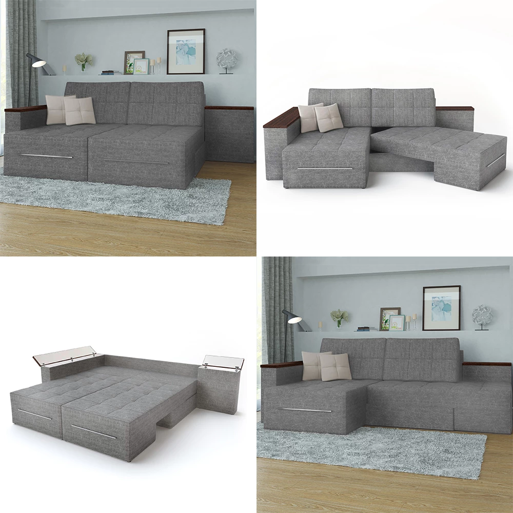 Vitalispa Sofa L Form Grau 160 x 240 cm Linke Ecke
