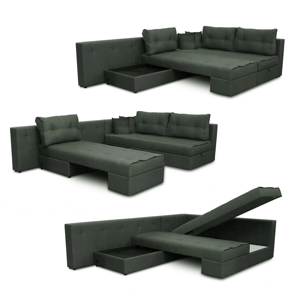Sofa L Form in Anthrazit auf weißem Hintergrund