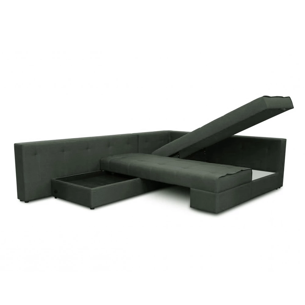 Nahaufnahme von Sofa L Form in Anthrazit, zeigt Textur/Details