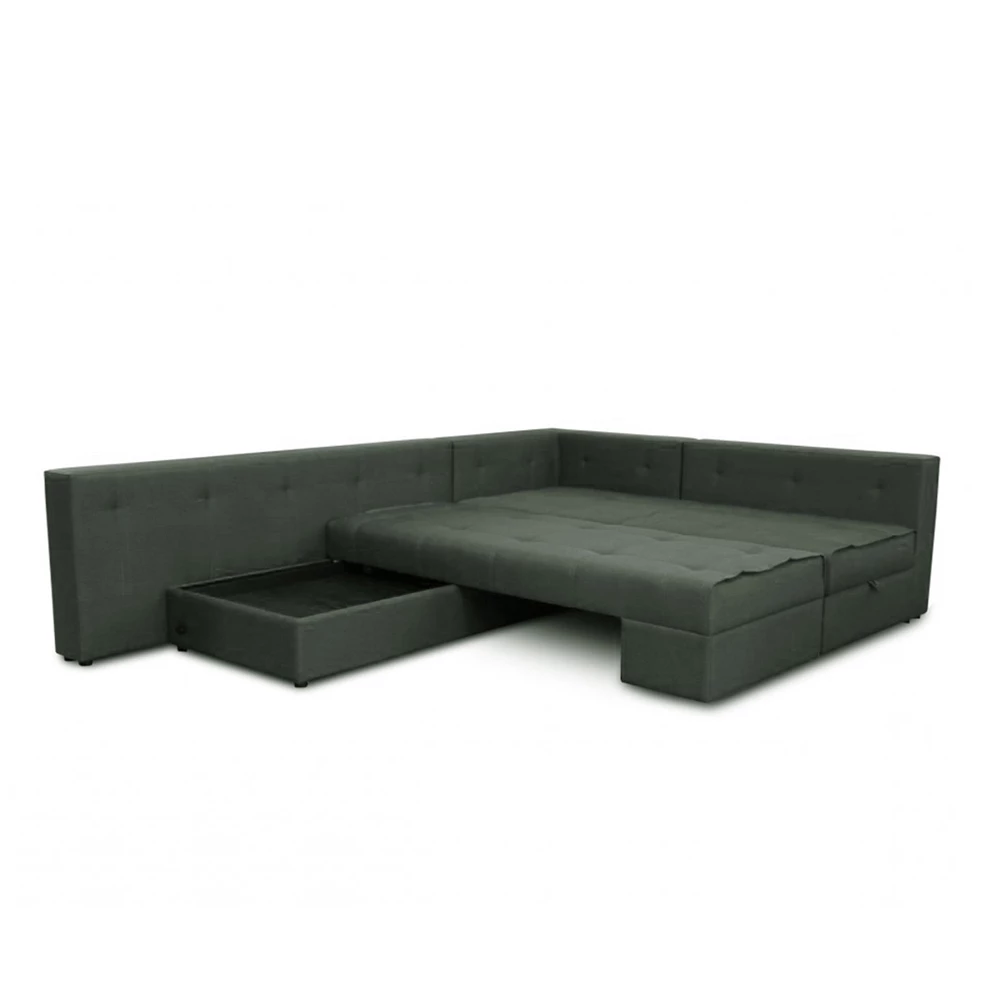 Nahaufnahme von Sofa L Form in Anthrazit, zeigt Design- und Oberflächendetails