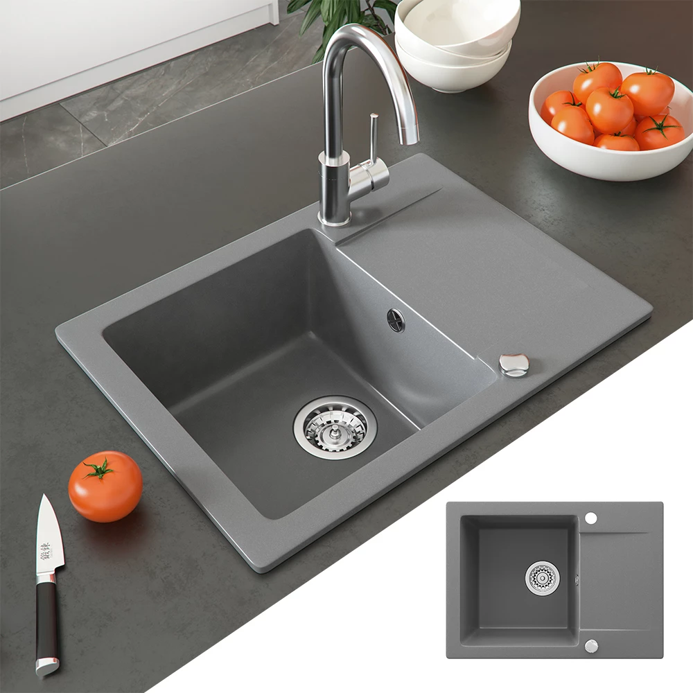 Bergström Évier Gris 57.7x41.8cm avec emplacement de séchage,