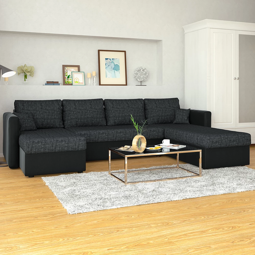 Vitalispa Sofa U Form Schwarz 20 cm,