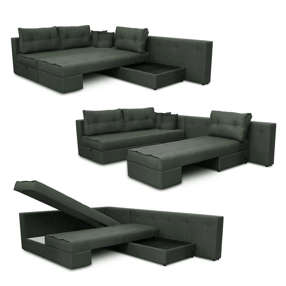 Vitalispa Sofa L Form Anthrazit 300 x 220 cm Linke Ecke, Milton