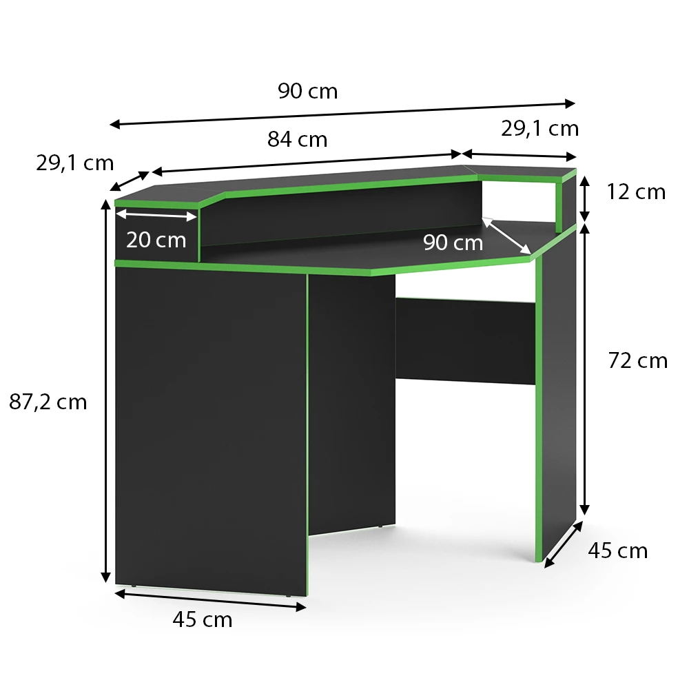 Vicco Scrivania computer Nero/verde 90 x 90 cm Forma angolare, Kron