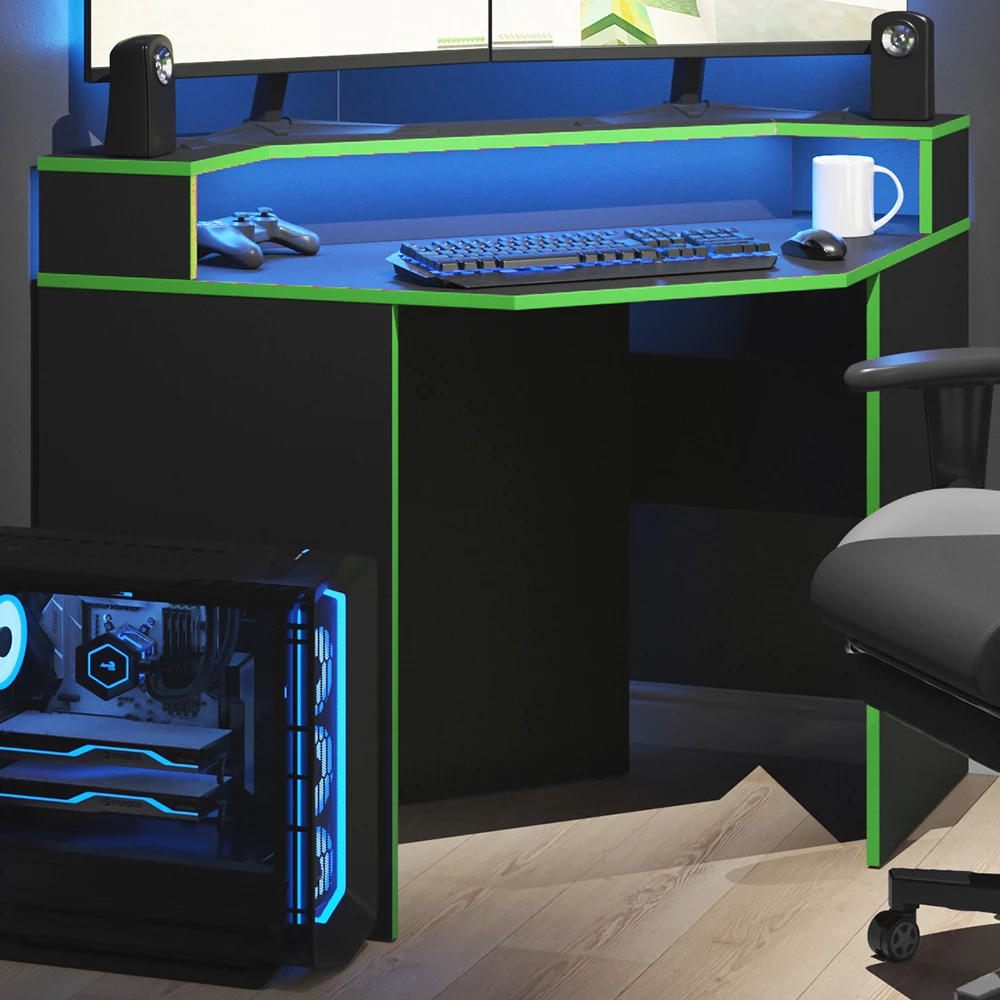 Vicco Scrivania computer Nero/verde 90 x 90 cm Forma angolare, Kron