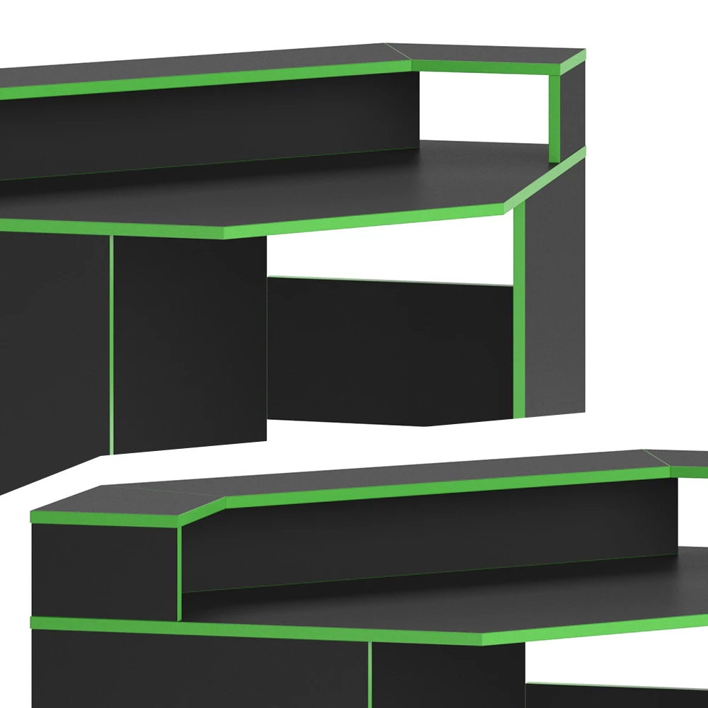 Vicco Scrivania computer Nero/verde 90 x 90 cm Forma angolare, Kron