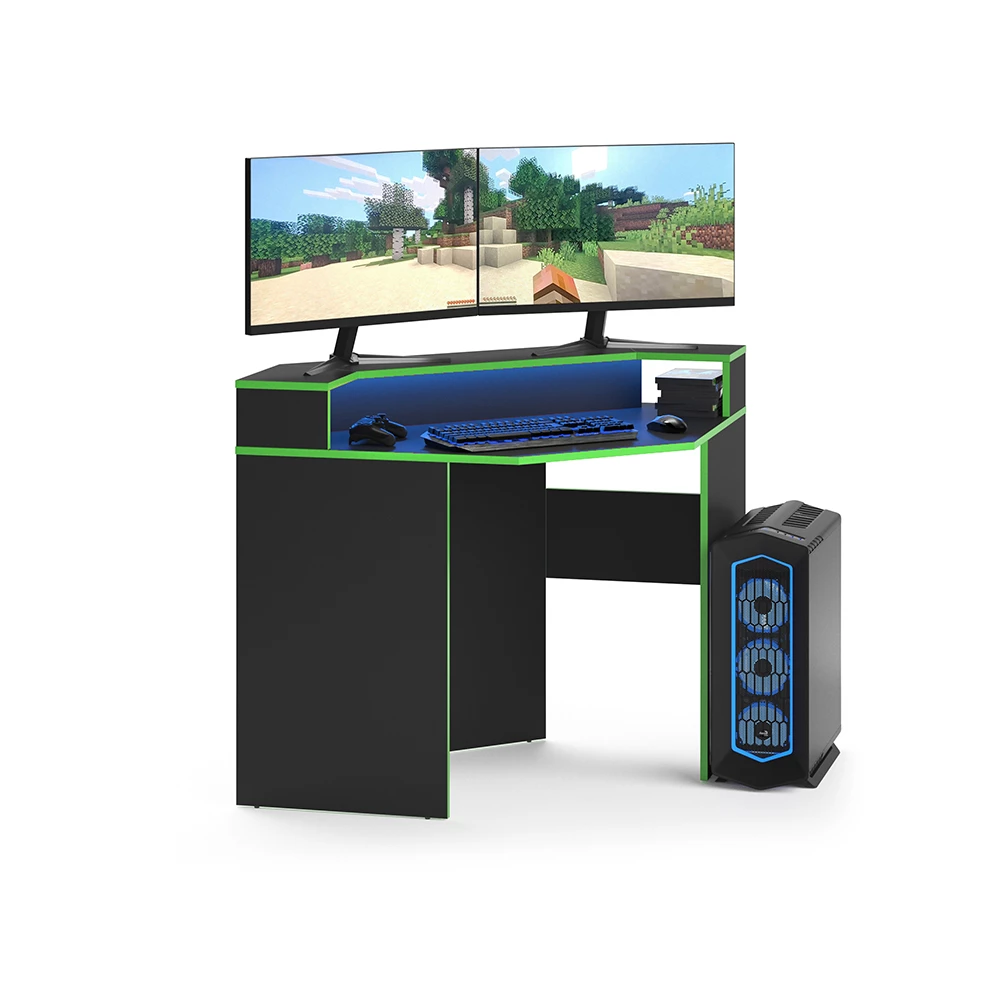 Vicco Scrivania computer Nero/verde 90 x 90 cm Forma angolare, Kron