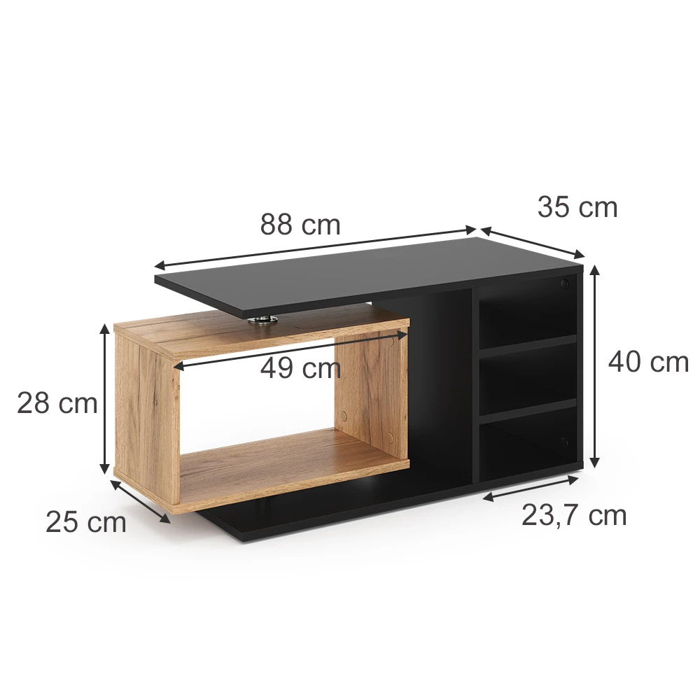 Vicco Table basse Noir 88x40cm, Rafi