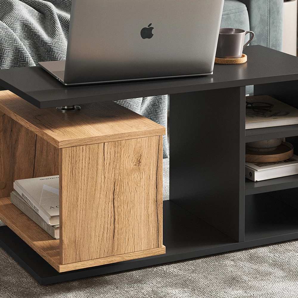 Vicco Table basse Noir 88x40cm, Rafi
