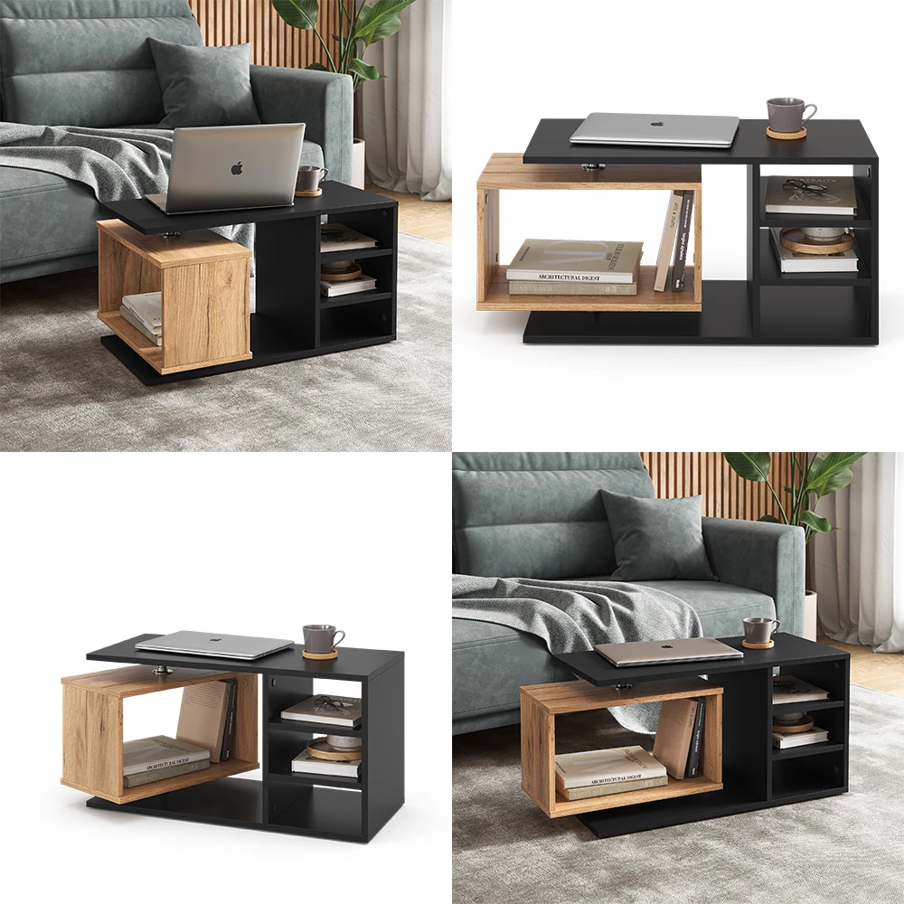 Vicco Table basse Noir 88x40cm, Rafi