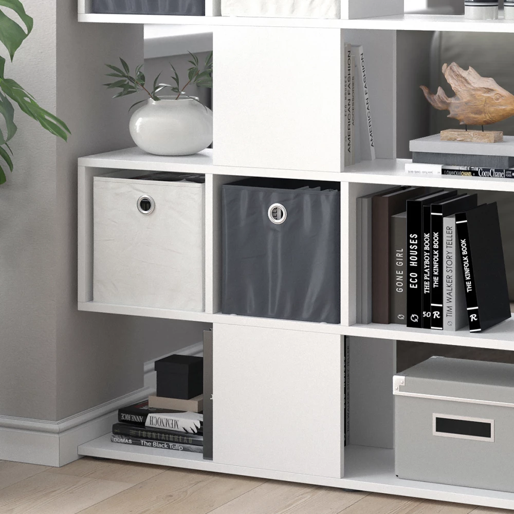 Vicco Divisorio per ambienti Bianco 124.4 x 113 cm con 4 scatole pieghevoli, Hylda