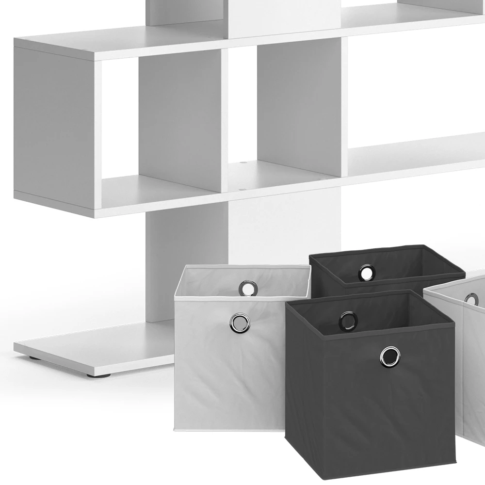 Vicco Divisorio per ambienti Bianco 124.4 x 113 cm con 4 scatole pieghevoli, Hylda