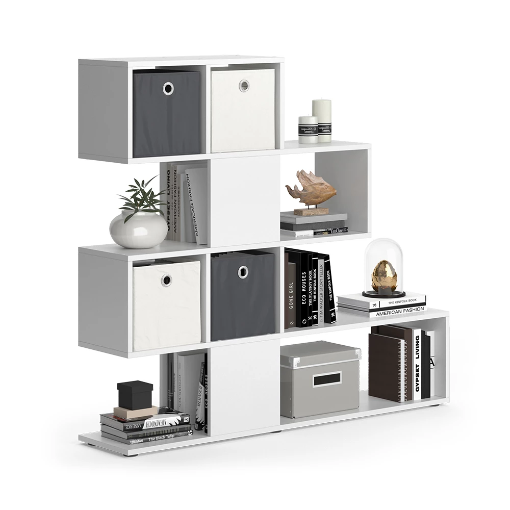 Vicco Divisorio per ambienti Bianco 124.4 x 113 cm con 4 scatole pieghevoli, Hylda