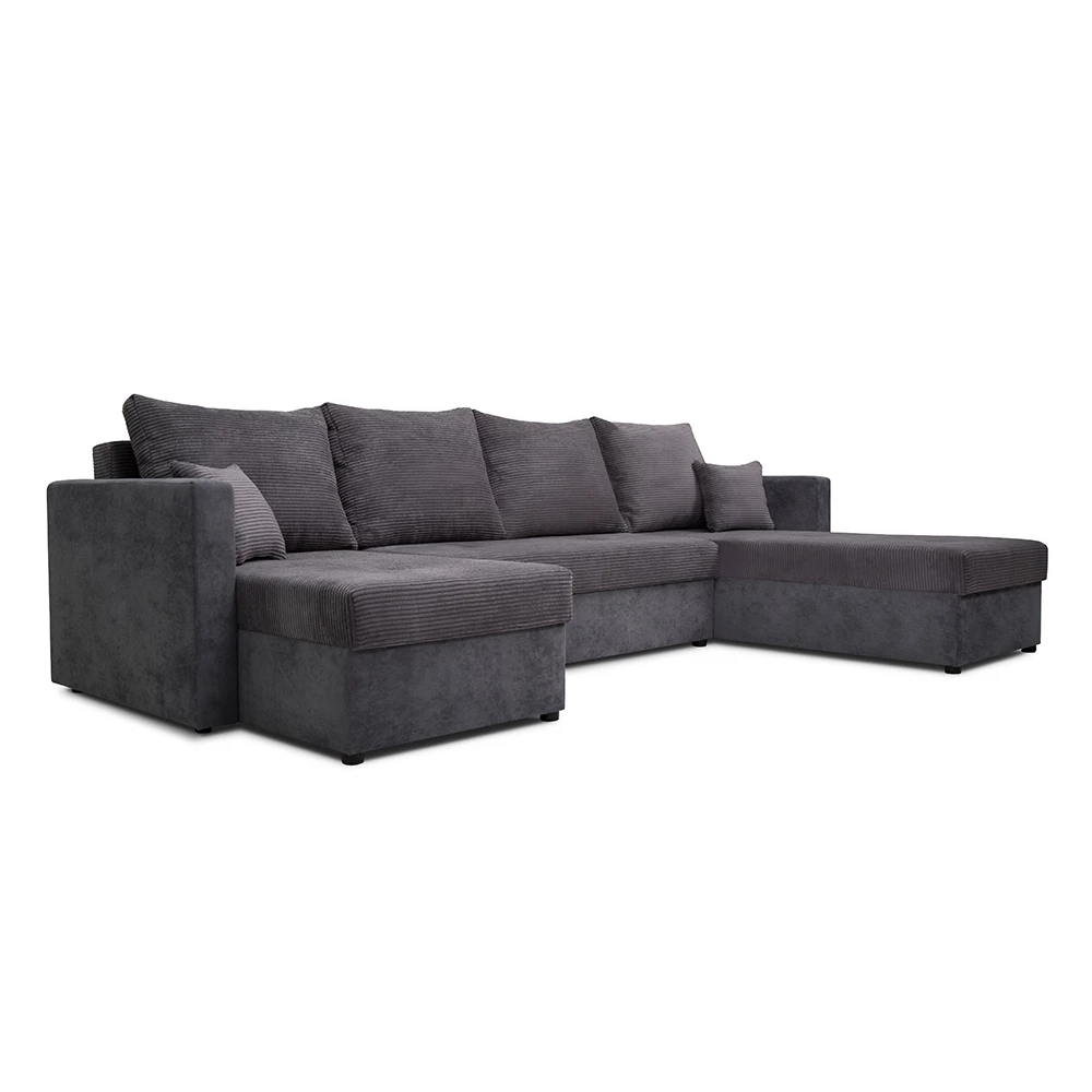 Vitalispa Sofa L Form Dunkelgrau 290 x 185 cm mit Bettkasten