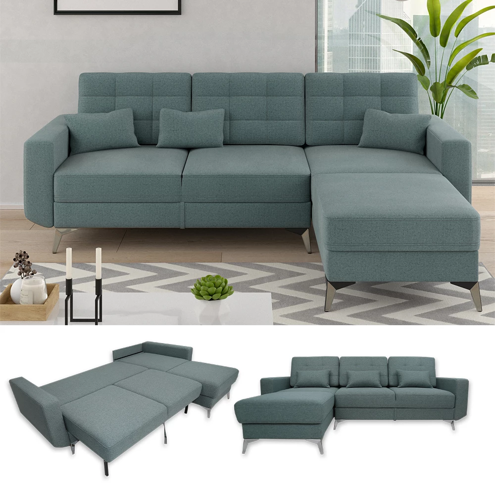 Vitalispa Sofa L Form Blau 260 x 96 cm, York