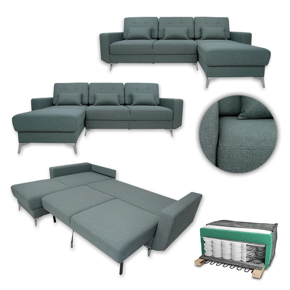 Vitalispa Sofa L Form Blau 260 x 96 cm, York