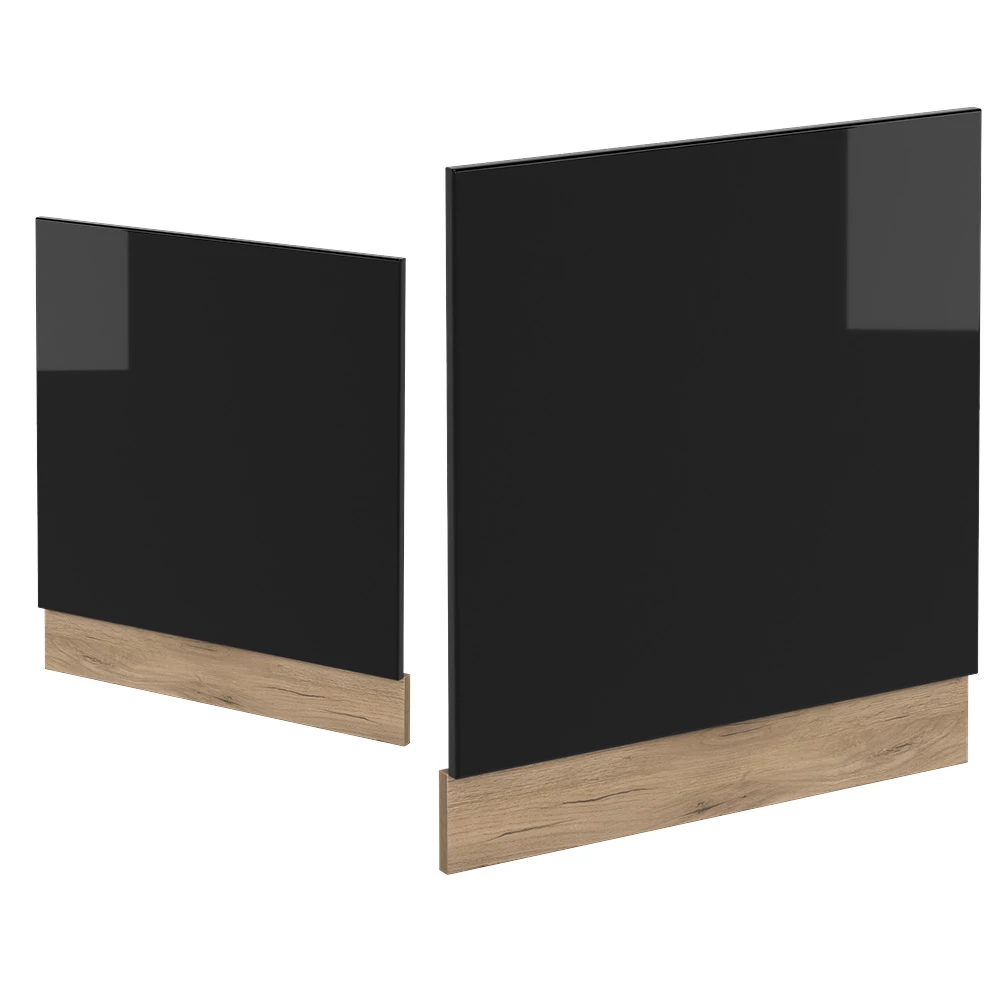 Vicco Frontblende "R-Line", Schwarz Hochglanz/Goldkraft Eiche, 60 cm ohne Arbeitsplatte