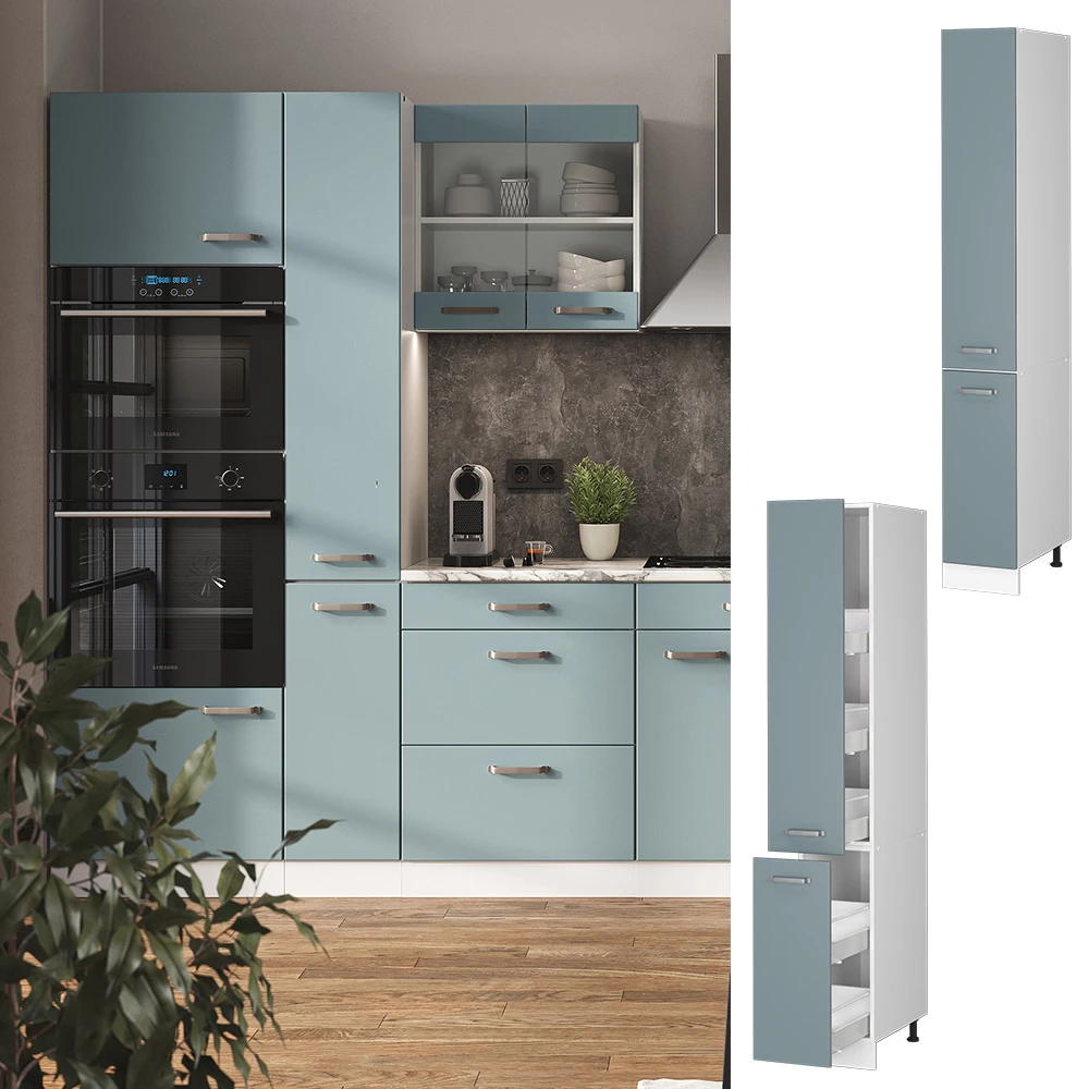 Vicco Apothekerschrank R-Line, Medizinschrank für die Küche, Blau-Grau/Weiß, 30 cm