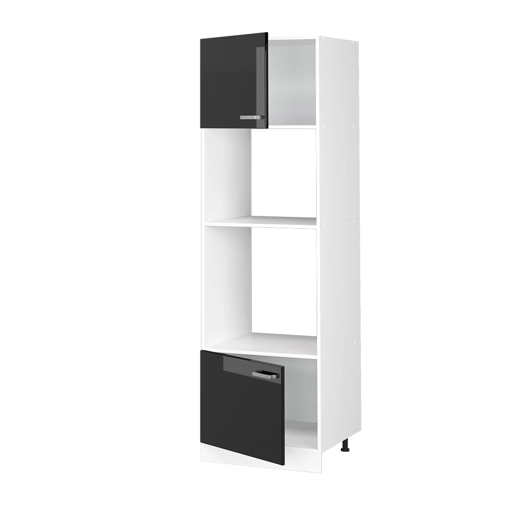 Dulap pentru microunde Vicco "R-Line", negru/alb lucios, 60 cm