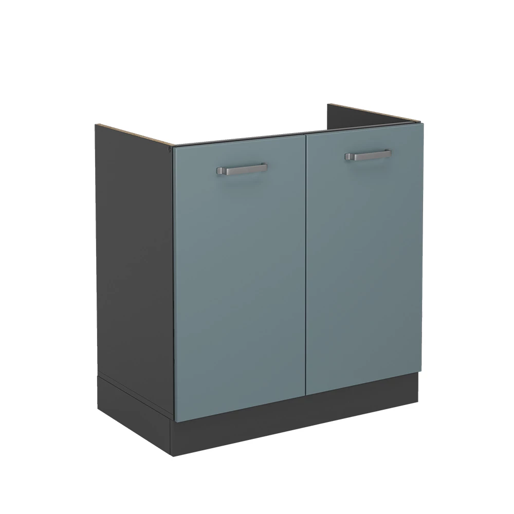 Vicco Spülenunterschrank "R-Line", Blau-Grau/Anthrazit, 80 cm ohne Arbeitsplatte