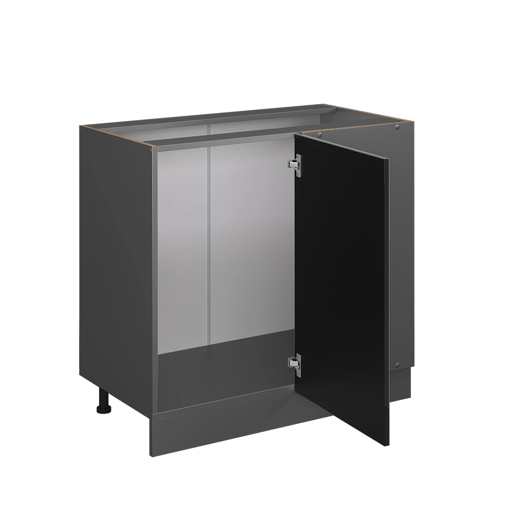 Vicco Eckunterschrank " R-Line", Schwarz Hochglanz/Anthrazit, 86 cm ohne Arbeitsplatte