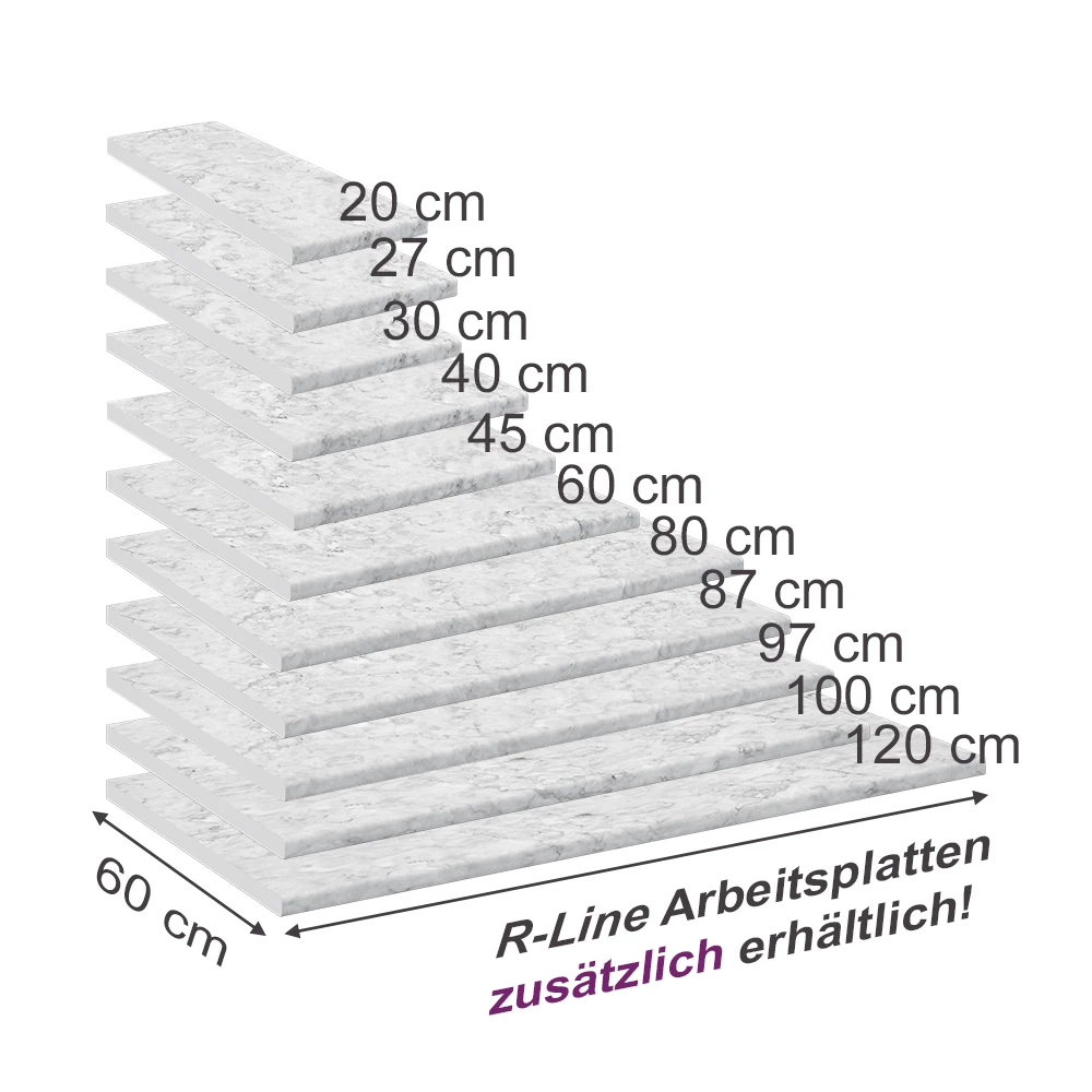 Vicco Küchenarbeitsplatte R-Line, Küchen Arbeitsplatten, Weiß/Marmor, 30 cm