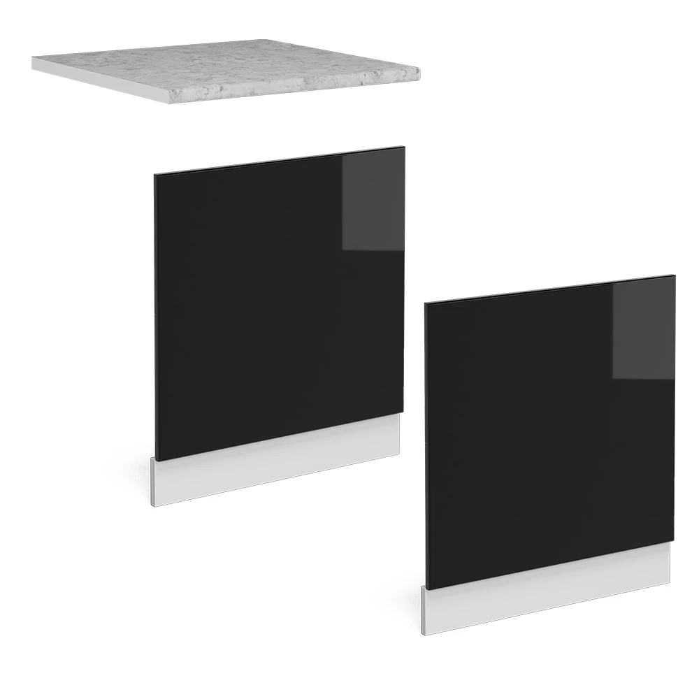 Vicco frontpanel "R-Line", högblank svart/vit, 60 cm utan bänkskiva