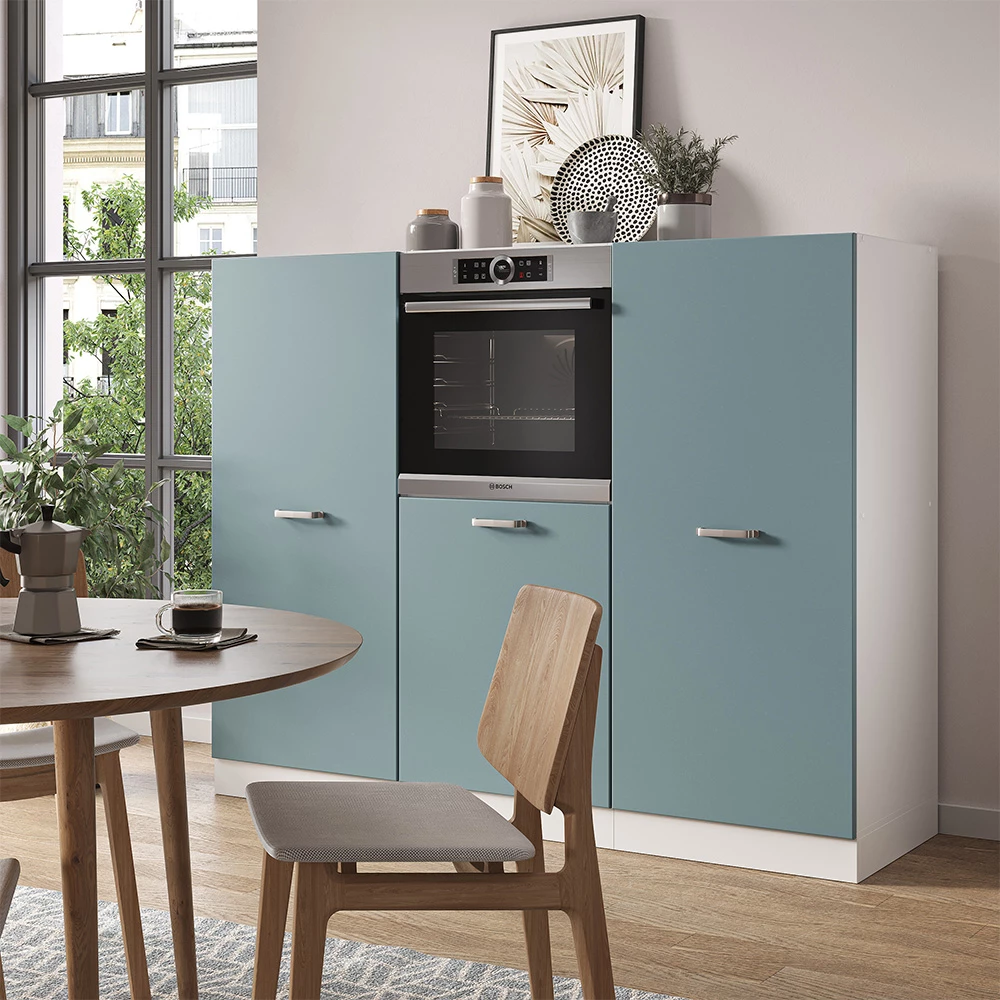 Vicco Cucine componibili piccole "R-line", Grigio-blu/Bianco, 180 cm senza piano di lavoro