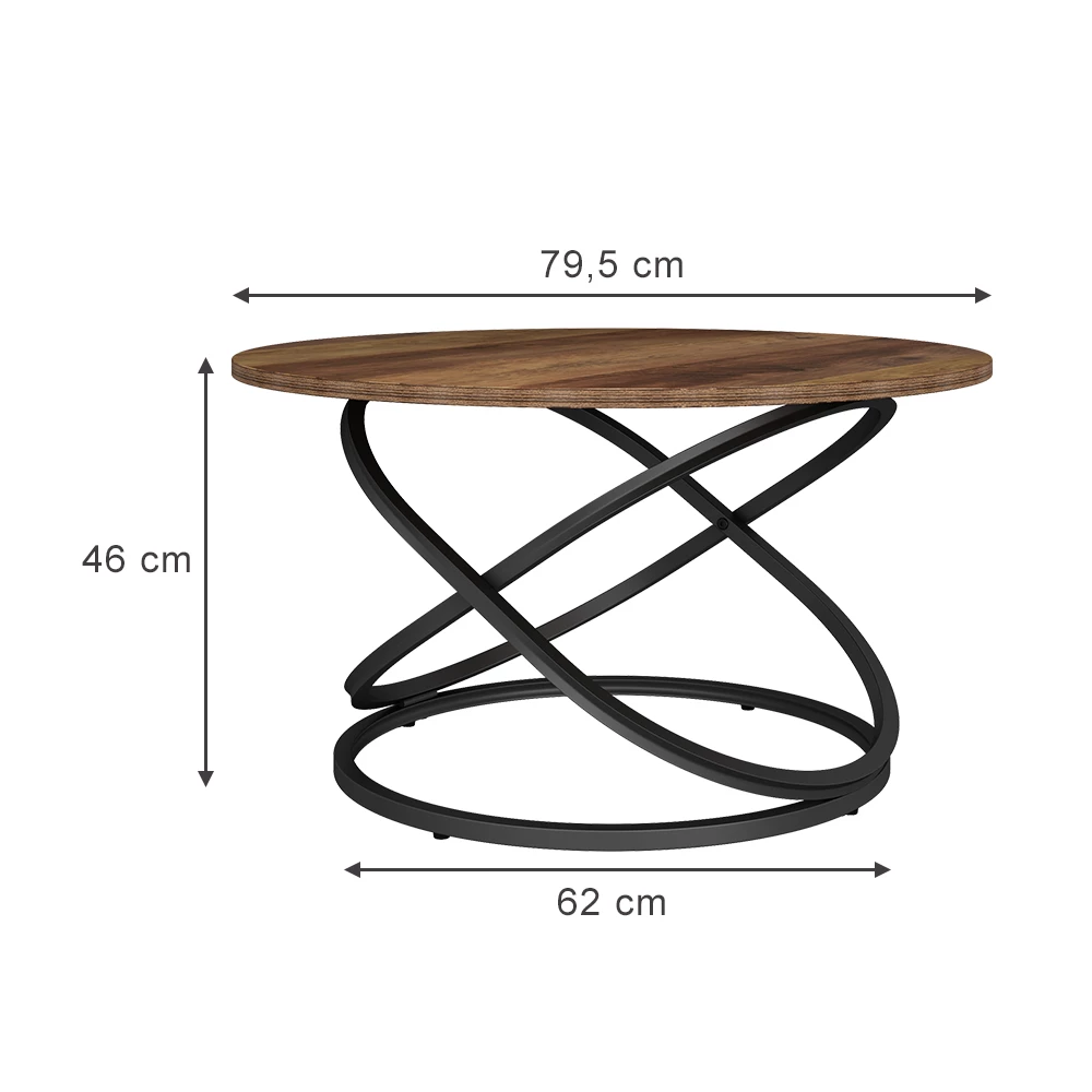 Table basse en Bois sur fond blanc avec dimensions visibles