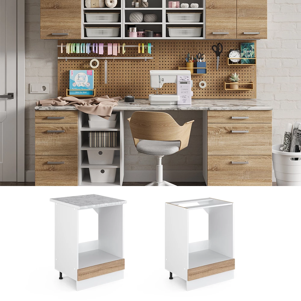 Vicco Unterschrank Sonoma 60 cm mit Großnische, ohne Arbeitsplatte, R-Line