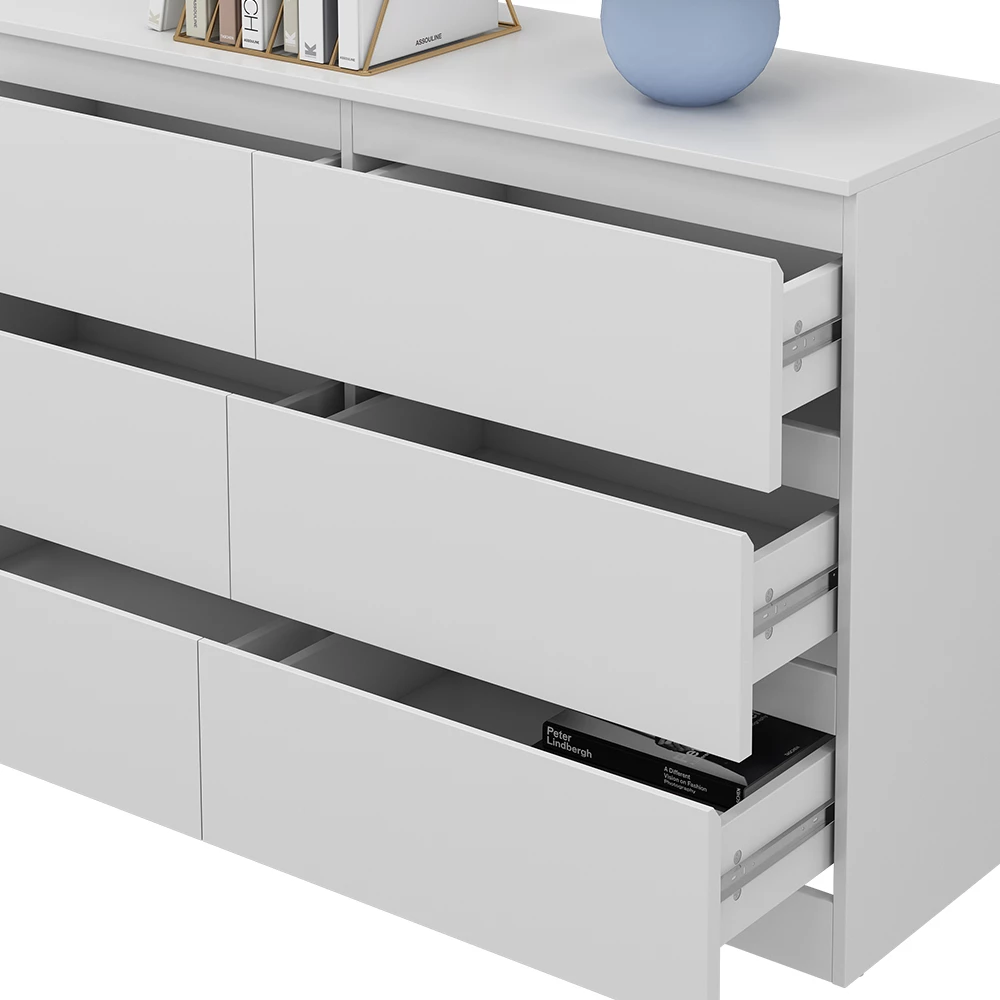 Nærbillede af Kommode i farven Hvid, der viser design og overfladedetaljer