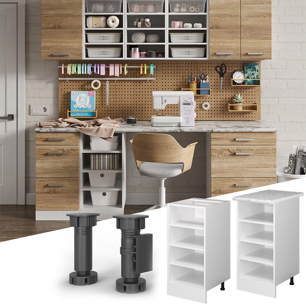 Vicco Regalunterschrank Weiß 40 cm mit offenen Regalen, ohne Arbeitsplatte, R-Line