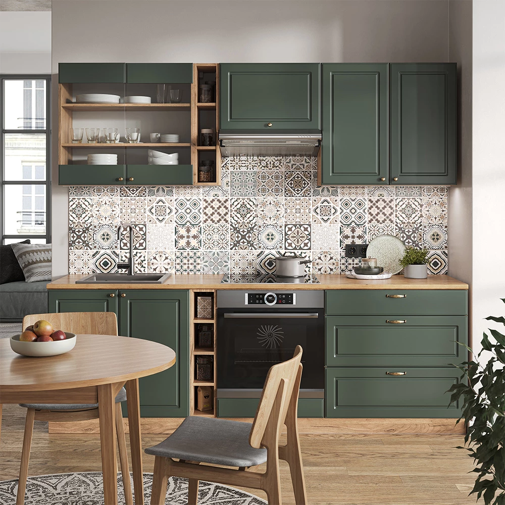 Vicco Cuisine Chêne vert et or/chêne doré 235cm sans PT, Fame-Line