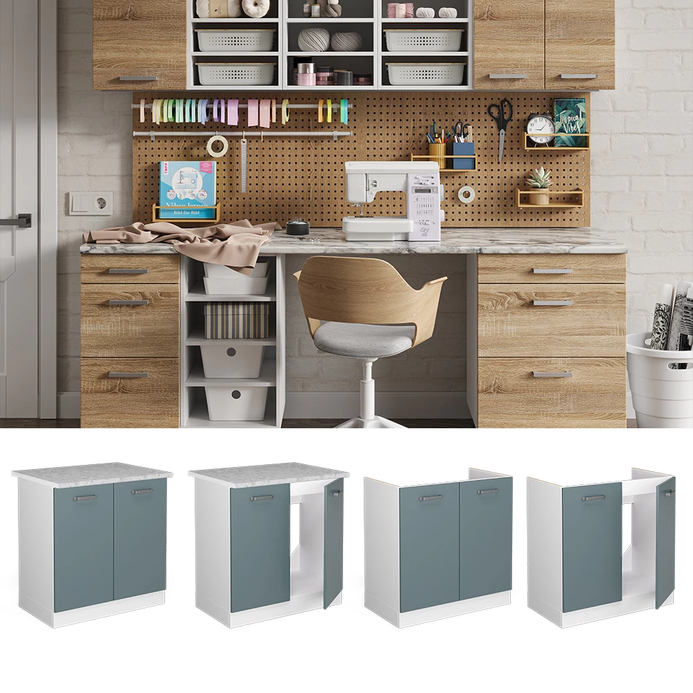 Allaskaappi pesualtaalle in Siniharmaa on white background