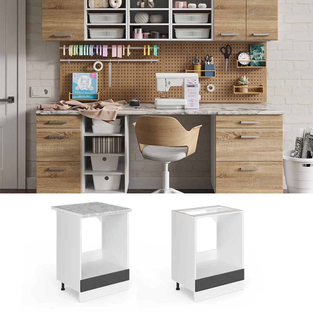 Meuble bas universel en Anthracite Haute brillance sur fond blanc