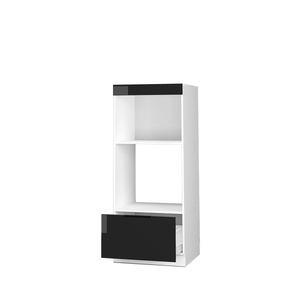 Vicco Küchenschränke Schwarz Eiche hochglanz 60 cm offen, Fame-Line