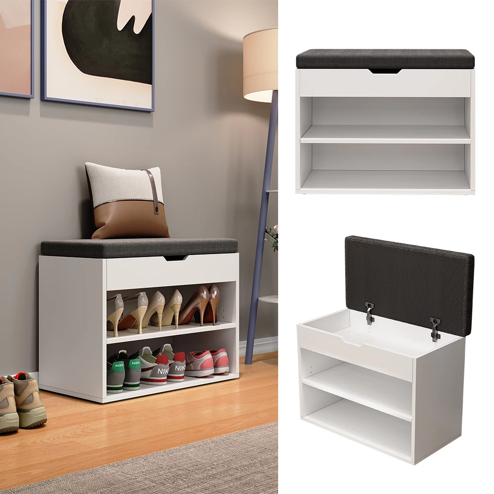 Panca Scarpiera Con Seduta Imbottita Vicco Eleon - Bianco, 101x45x30 Cm, Con Cassetto, Per Ingresso E Corridoio