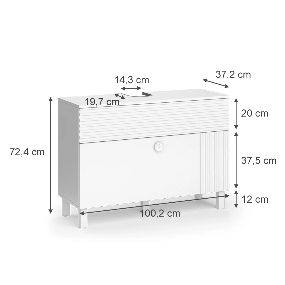 Vicco Waschbeckenunterschrank "Sola", Weiß, 100.2 x 72.4 cm mit 2 Schubladen
