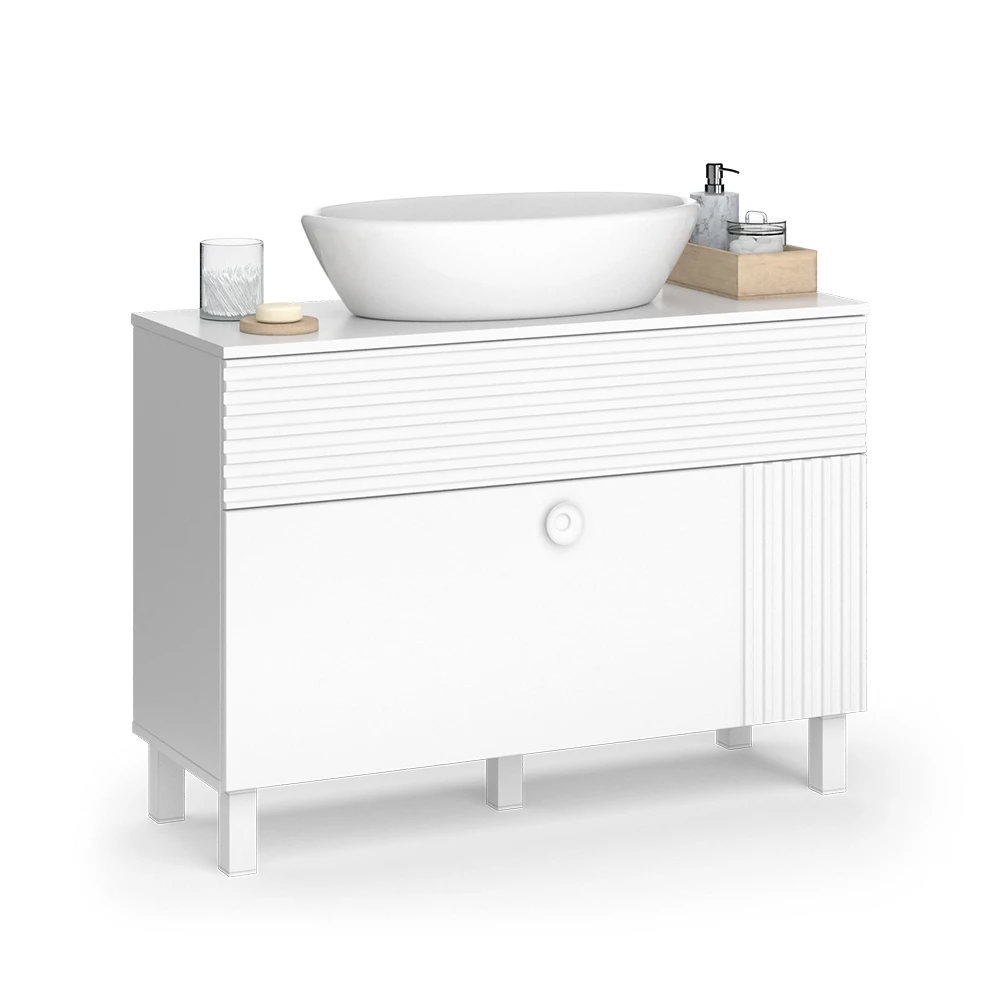 Vicco Waschbeckenunterschrank "Sola", Weiß, 100.2 x 72.4 cm mit 2 Schubladen