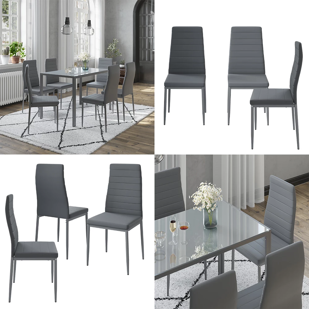 Esszimmerstuhl Grand Grau 42.5 x 48 cm 6er Set livinity®