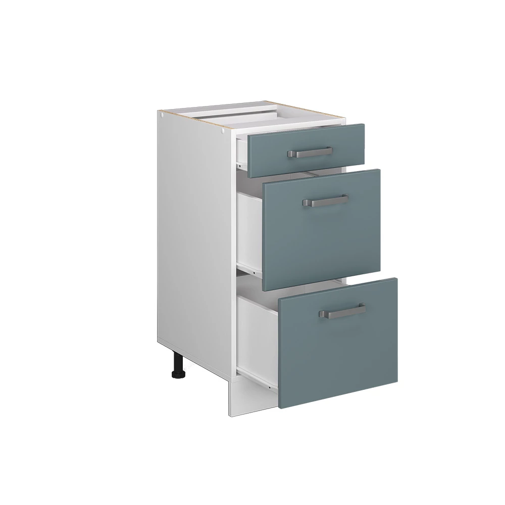Vicco Küchenunterschrank "R-Line", Blau-Grau/Weiß, 40 cm mit Schubladen, ohne Arbeitsplatte