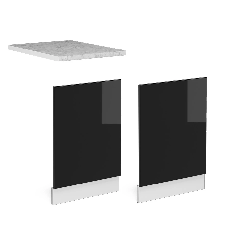 Vicco Frontblende "R-Line", Schwarz Hochglanz/Weiß, 45 cm ohne Arbeitsplatte