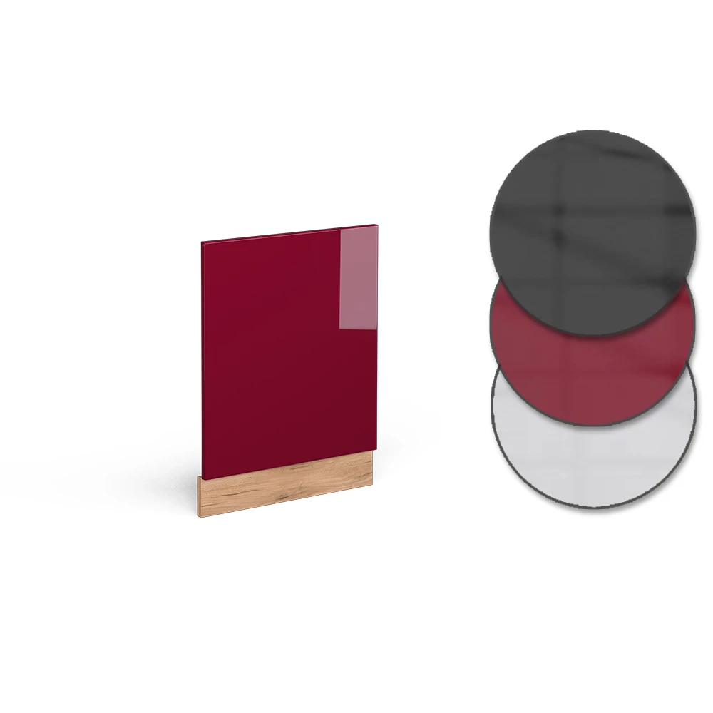 Nahaufnahme von Frontblende in Rot, zeigt Textur/Details