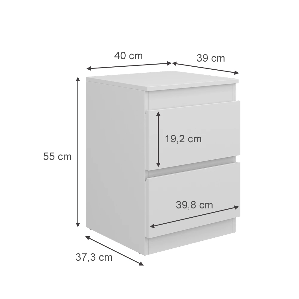 livinity® Nachttisch Weiß 40 x 55 cm 2er Set, Calisto