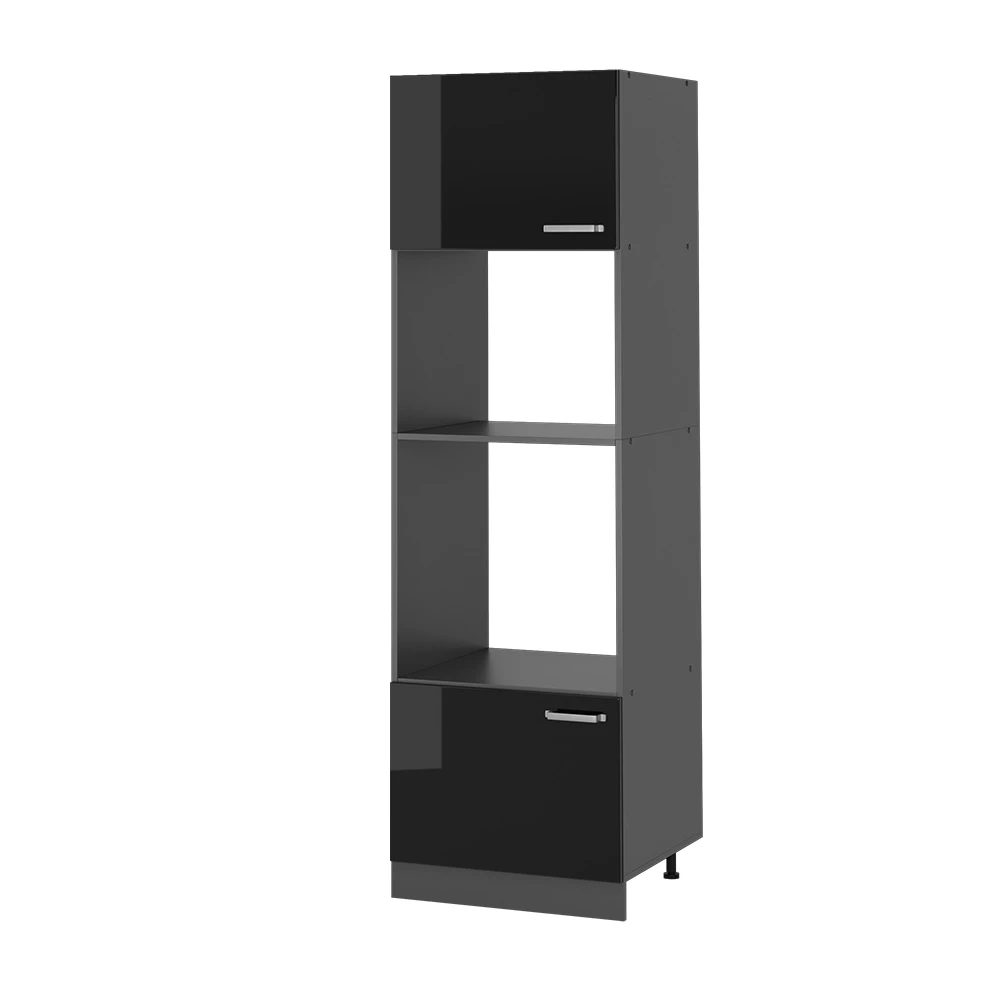 Vicco Szafka do mikrofalówki "R-Line", Czarny wysoki połysk/Antracyt, 60 cm