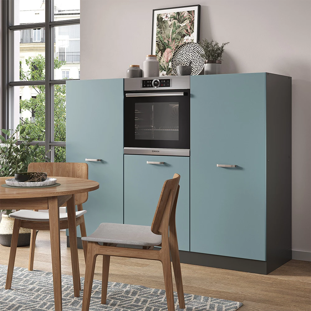 Vicco Cucine componibili piccole "R-line", Grigio-blu/Antracite, 180 cm senza piano di lavoro
