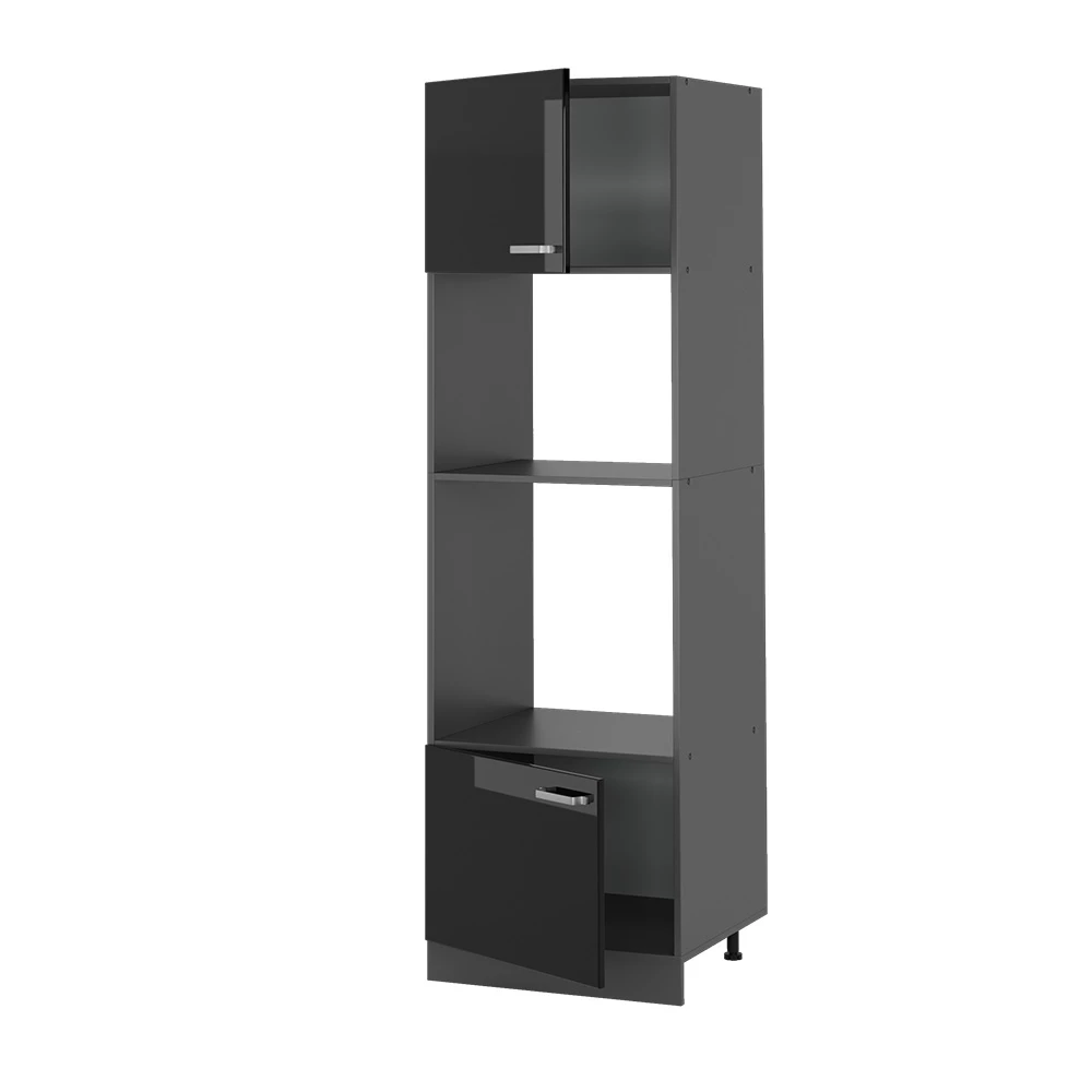 Vicco Szafka do mikrofalówki "R-Line", Czarny wysoki połysk/Antracyt, 60 cm